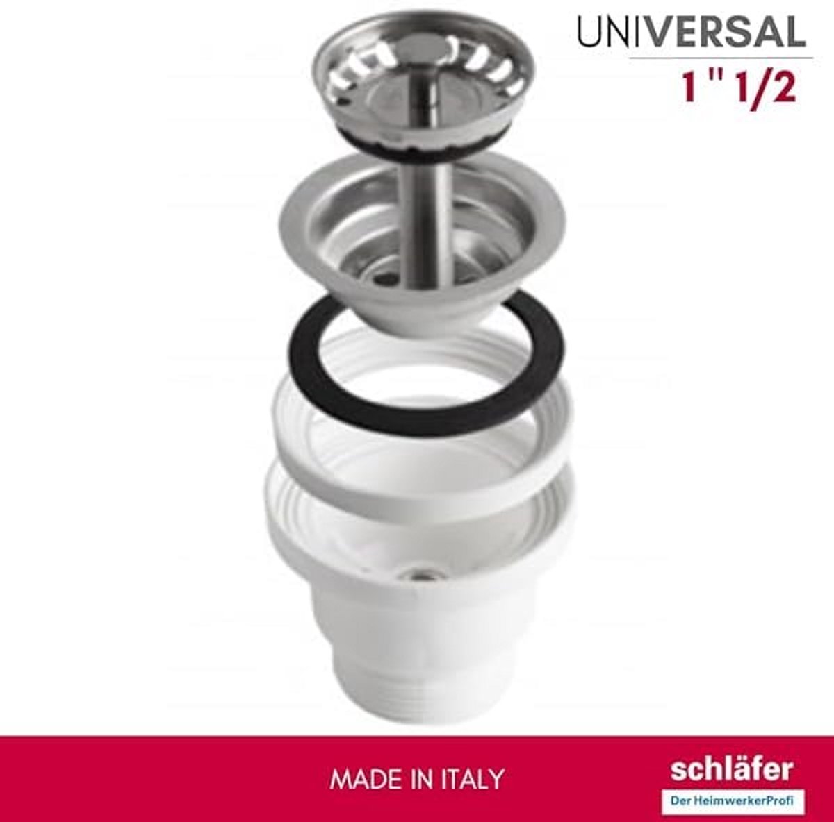 Afvoergarnituur 70 mm voor Wastafel en Keuken met Roestvrijstalen Mand - Compatibel met Sifon 1 1/2