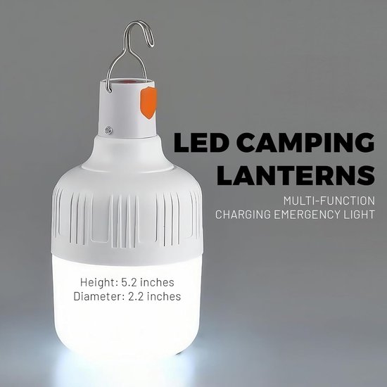 2 stuks LED Camping Lamp, 800 lumen, Aangedreven door Oplaadbare Batterijen, Witte Draagbare Hanglampen, Waterdicht — afbeelding 2