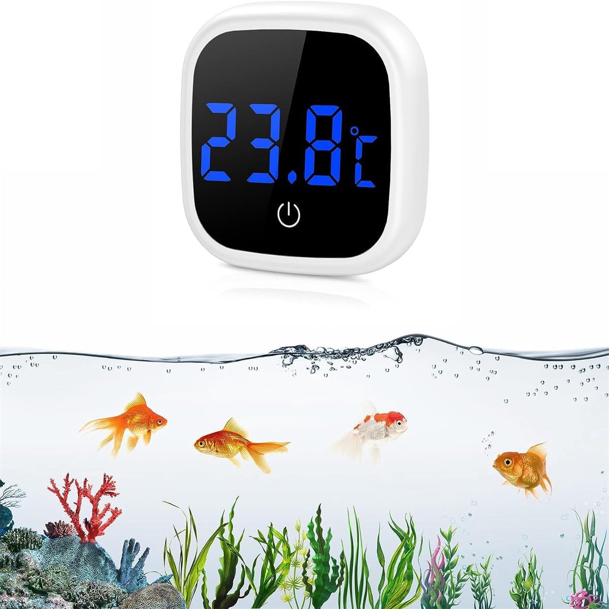 carmdering - Thermometer -Aquarium Thermometer Met LED Scherm - Digitaal Thermometers - Temperatuurmeters - Thermometers - Vissen Monitor - Accessoires Aquariums - Vis Plak aan de buitenkant van het aquarium - Voor zoetwater-zeeaquaria