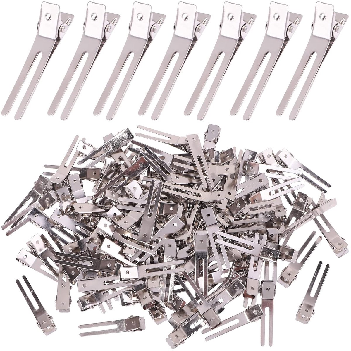120 Stuks Dubbelpen Metalen Krulklemmen – Zilver – Kwaliteit voor Kappers – Geschikt voor Haarstyling, Krullen en Strikken Maken