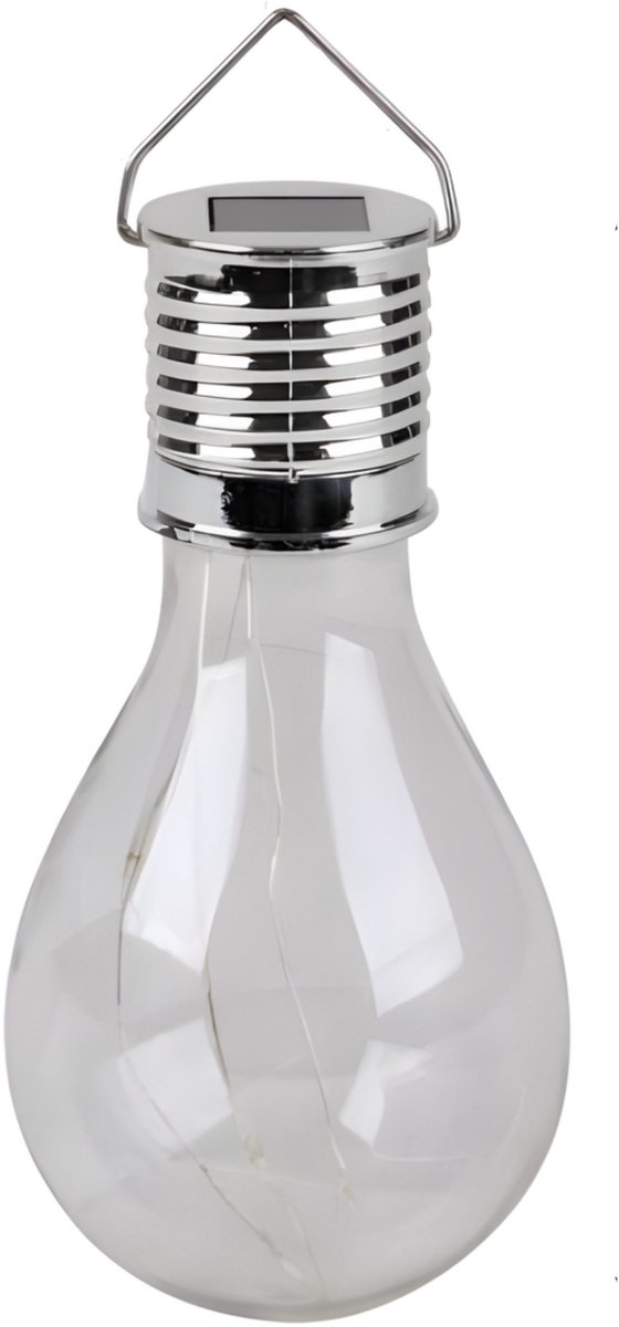 Sunnydays Solar sfeer hanglamp - tuin - lampenbol - wit - glas - 15 cm - ophang haakje