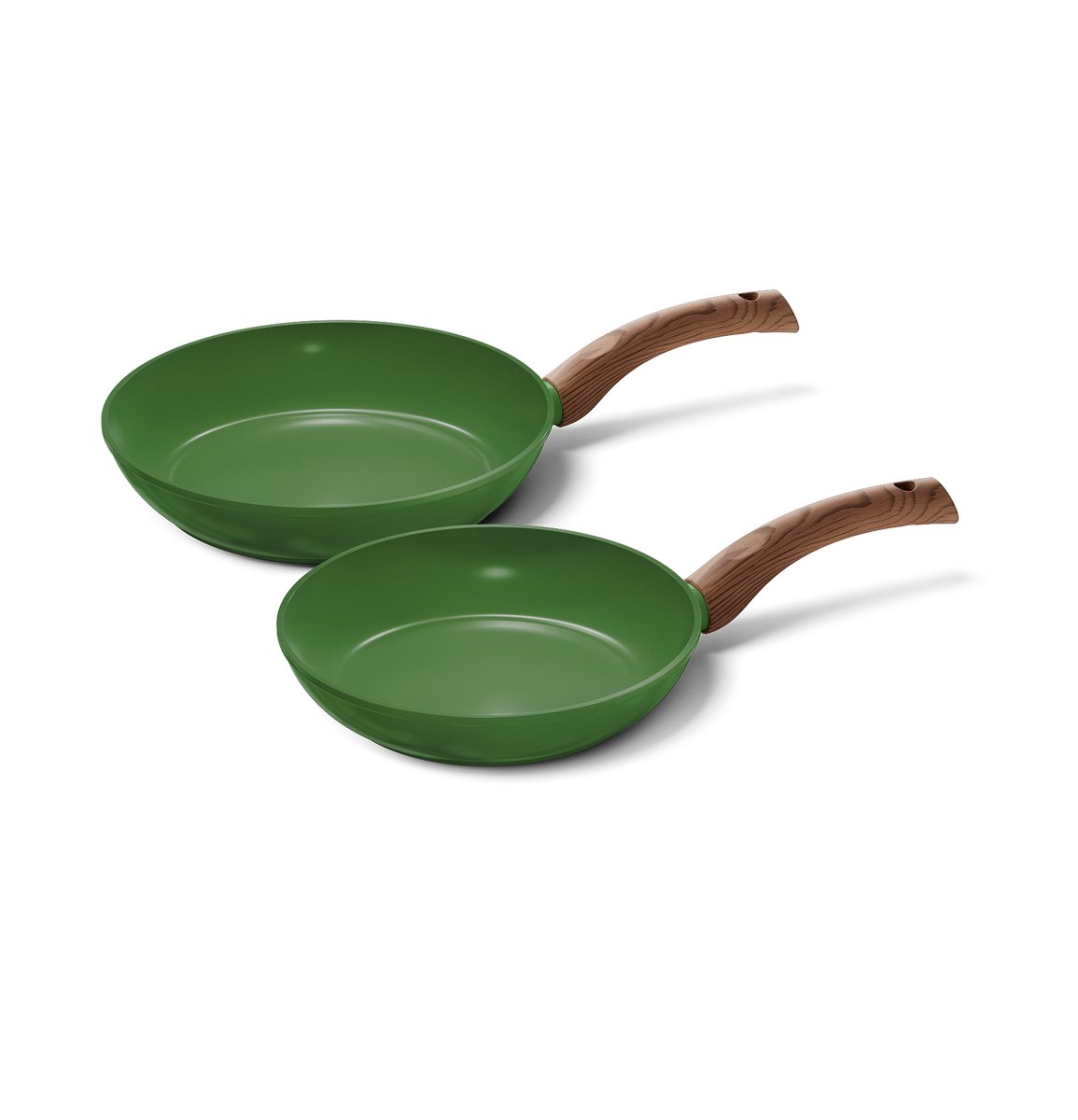 Cook & Pan 2-Delige Koekenpan Pannenset Groen Ø 24 & 28 cm - PFAS vrij - Alle Warmtebronnen - Koekenpannenset met 7 jaar Garantie - Krasbestendige Anti Aanbaklaag - Vaatwasserbestendig - Gas, Inductie, Elektrisch, Oven - Koekenpan Set