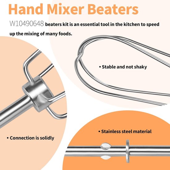 Handmixer Accessoires - Garde Deeghaken - Bakken en Koken - Roestvrij Staal - 22.5 x 7.7 cm - Zilver van Merkloos — afbeelding 2