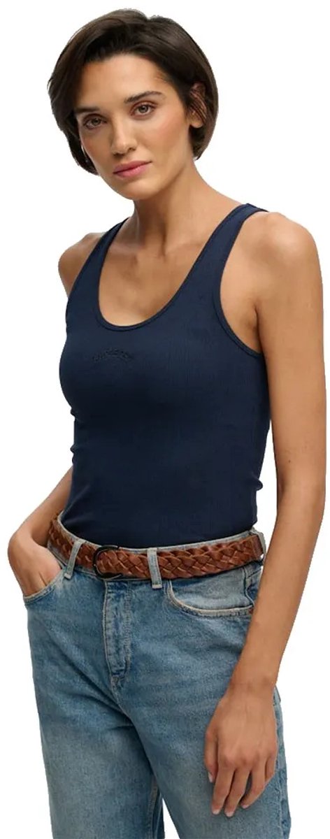 Superdry Essential Logo Scoop Mouwloos T-shirt L Vrouw Marineblauw