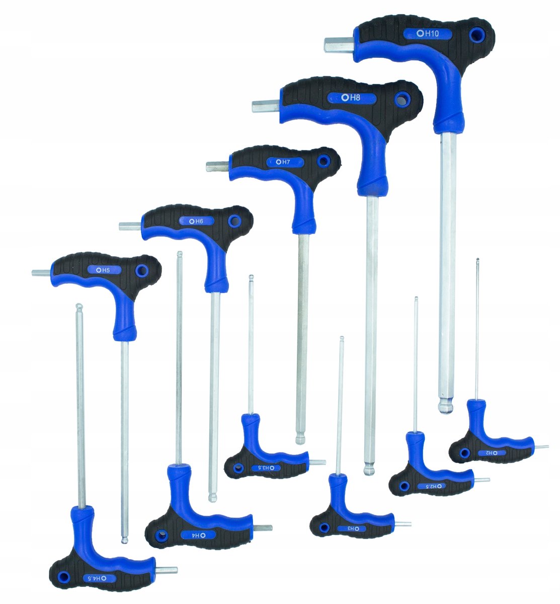 Silver 11-delige Imbussleutel Set - T-Type Handgrepen - Cr-V Staal - Ergonomisch