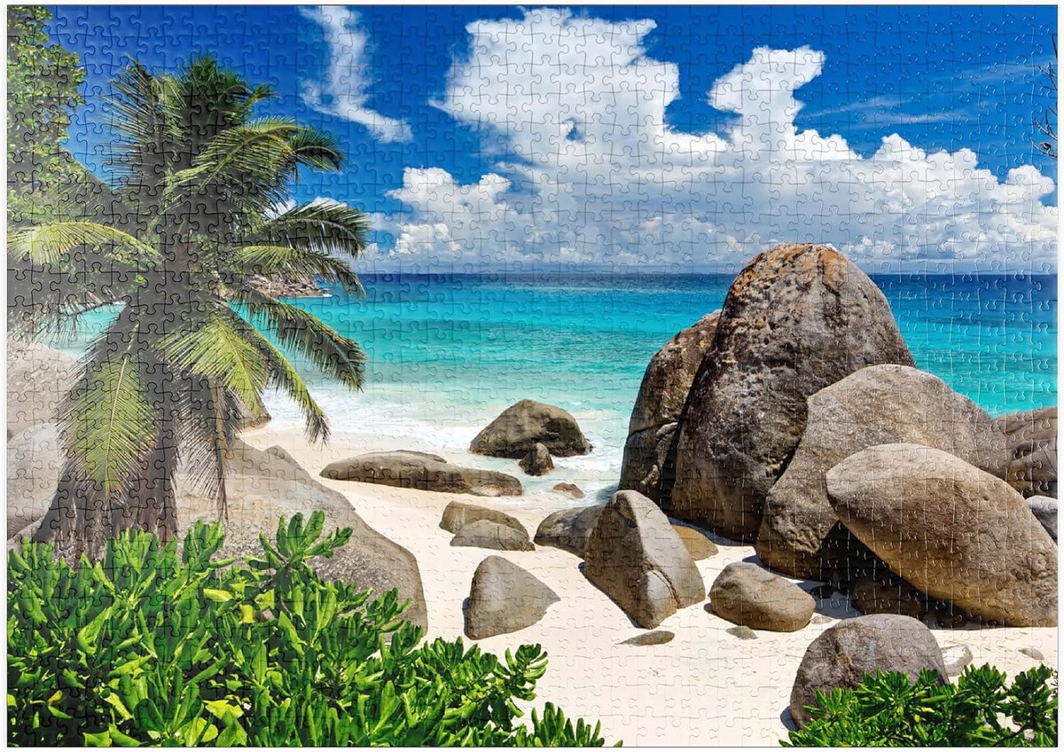 Legpuzzel 1000 Stukjes - Landschap Puzzel - Ontspanning Thuis - Gedetailleerd Strandbeeld - 68 x 48 cm - Natuurlijke Kleuren