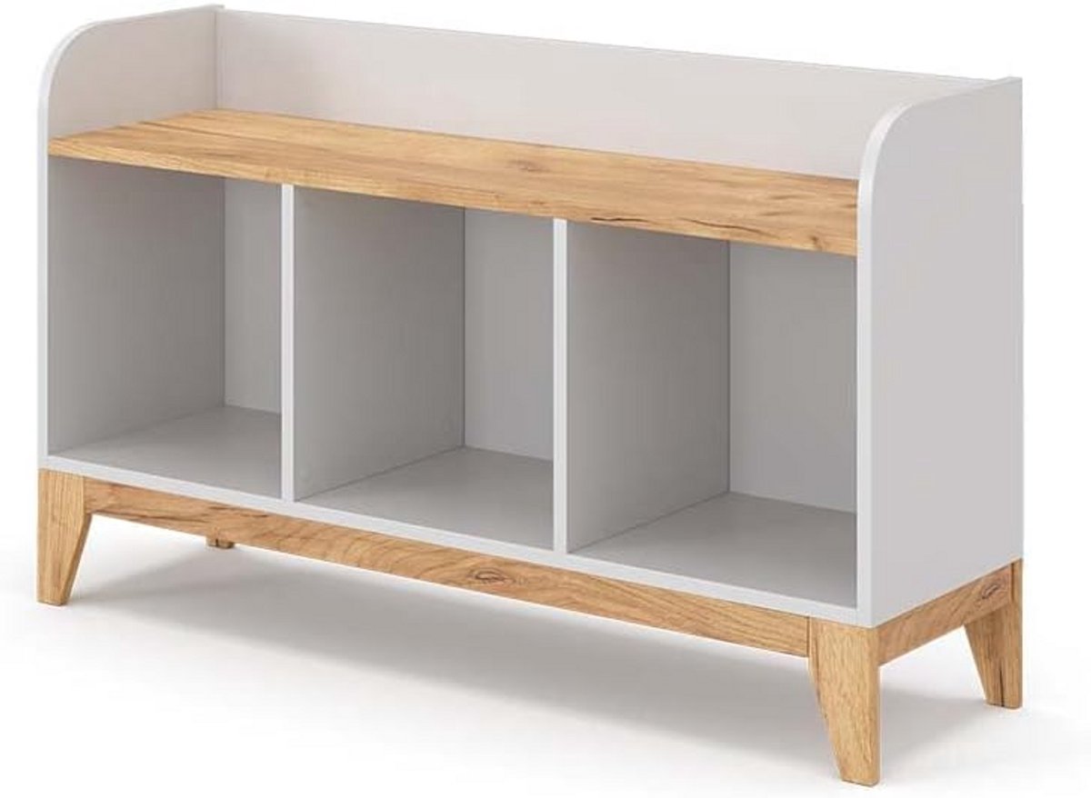 Kinder Boekenkast Wit/Eiken met 3 Vakken - Scandinavisch Design