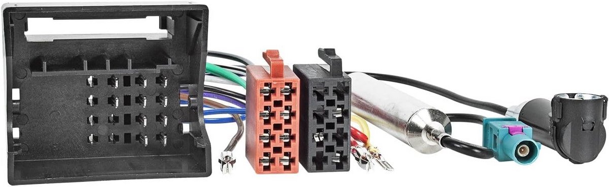Quadlock naar ISO Radio Adapterkabel en Antenneadapter voor Audi Skoda Seat VW
