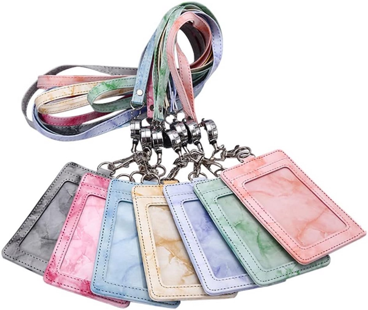 Intrekbare ID Kaarthouder met Lanyard in PU-leer met Marmerpatroon