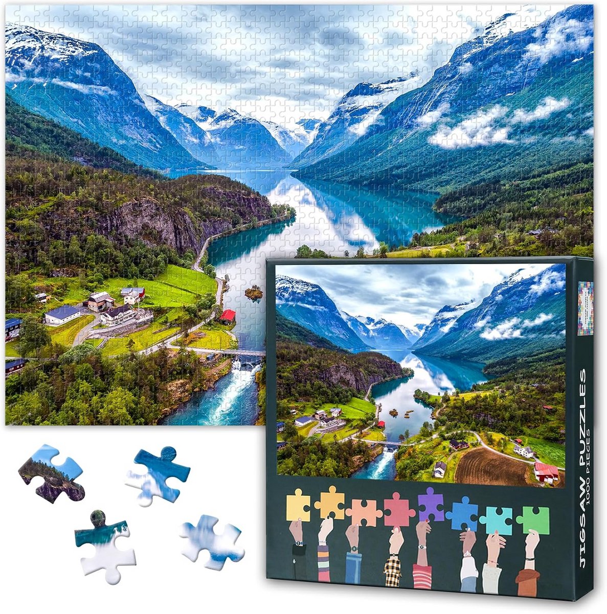 1000-delige Puzzel: Prachtige Noorse Fjorden Landschap, 50x70 cm