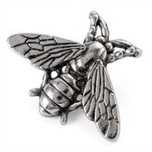 Zilverkleurige bij broche dames – metalen broche met gedetailleerd honingbij ontwerp – decoratieve speld in vintage stijl voor sjaal, omslagdoek, jas of kledingaccessoire