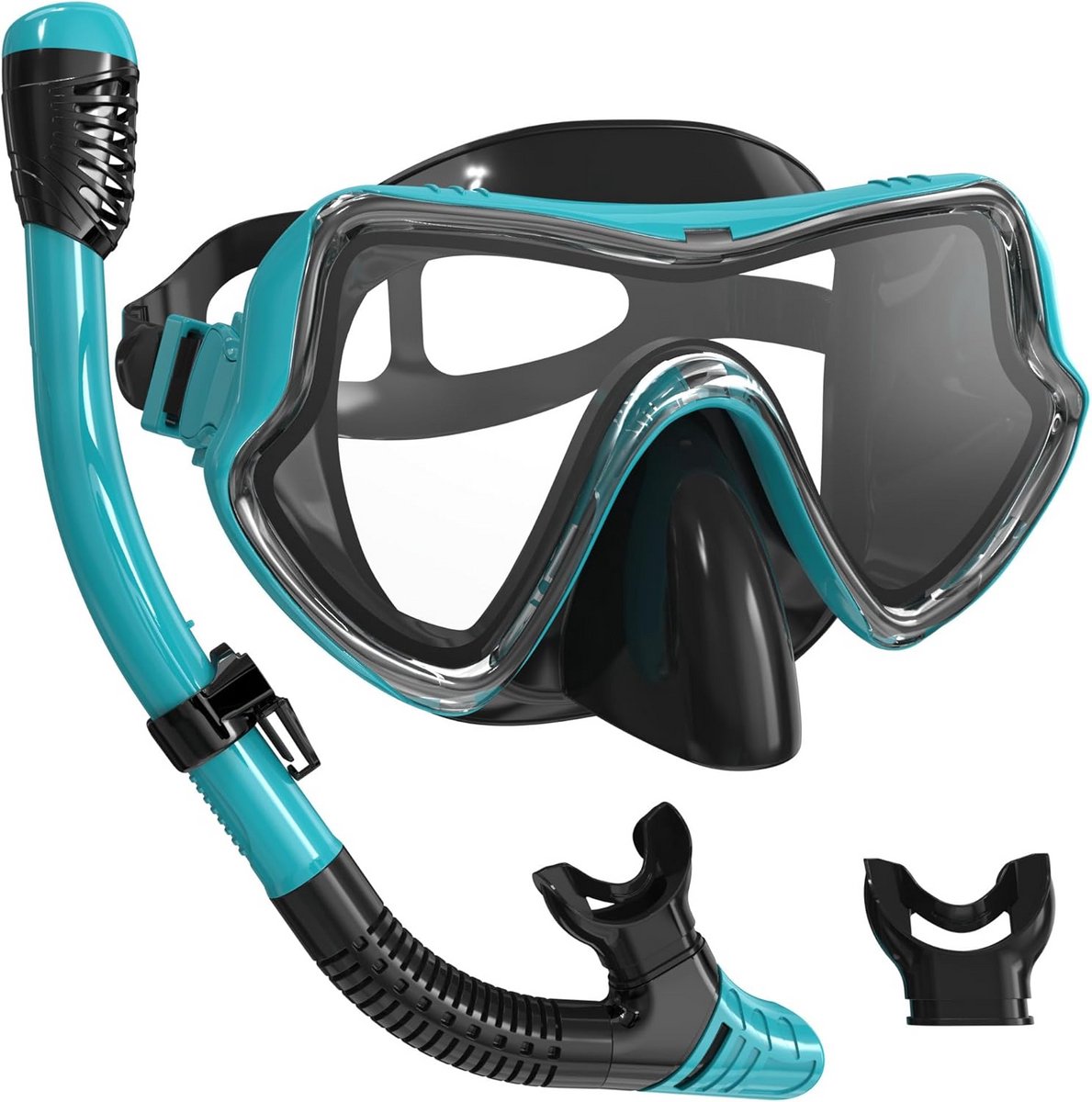 Snorkelset voor volwassenen - Droge snorkel met Easy Airflow Tech en anti-condens duikbril - Inclusief extra mondstuk voor heren en dames