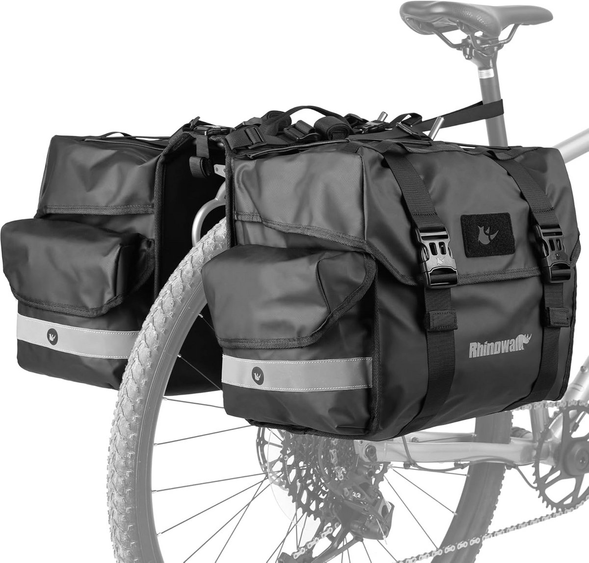 Waterdichte Fietstassen 40L Dubbel Zijkoffer met Regenhoes - Reflecterend en Uitbreidbaar