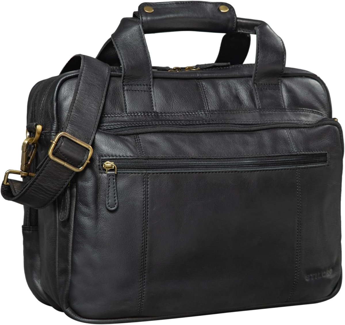 Grote Vintage Leren Aktetas voor Heren en Dames - Trolleyfunctie voor Laptop tot 15.6 inch