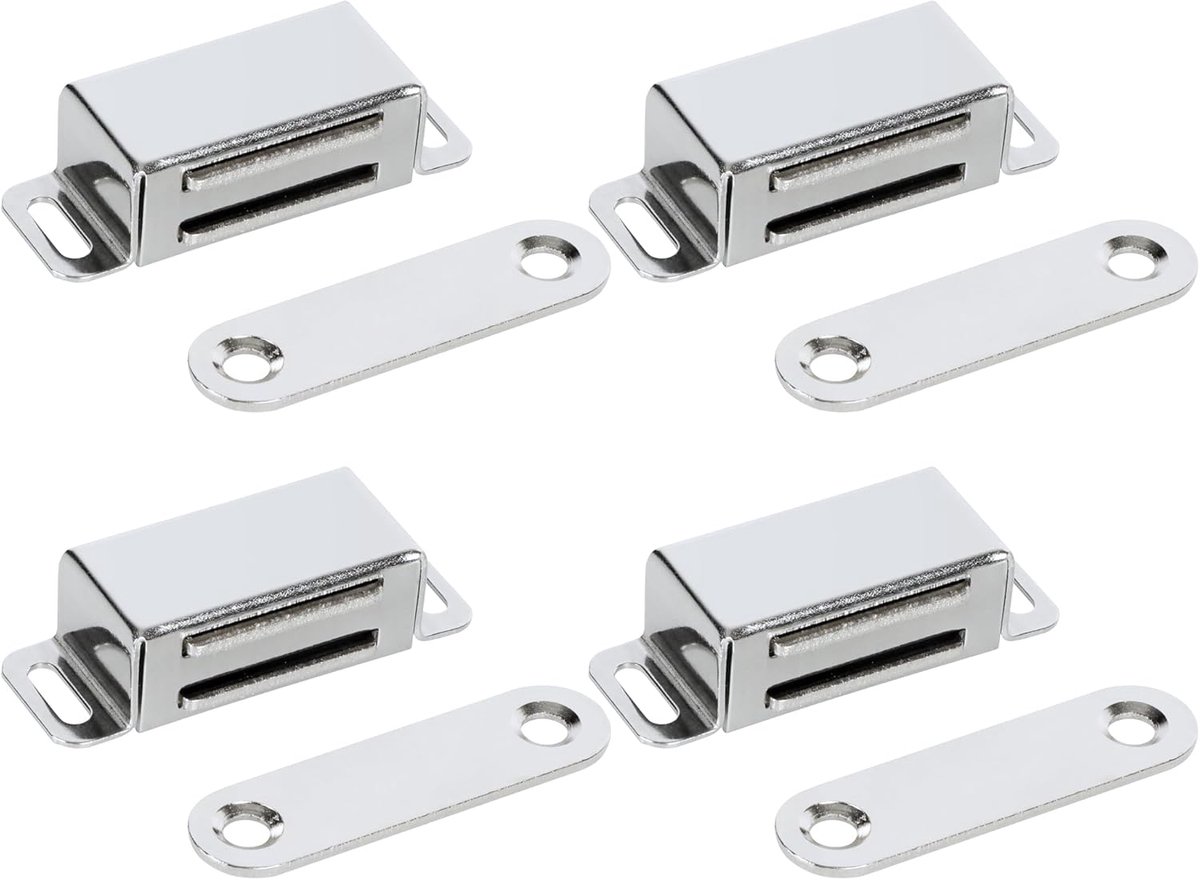 Deurmagneet - Holding Force 6 kg - Magneetsluiting voor Kast en Deur - Magneetsnapper - Deursluiter - Deurvanger - 4 Stuks - chrome - van Imperatoris