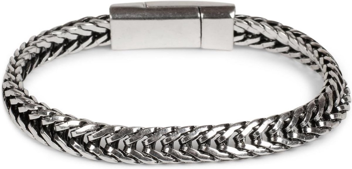 Platte gevlochten armband met magnetische sluiting