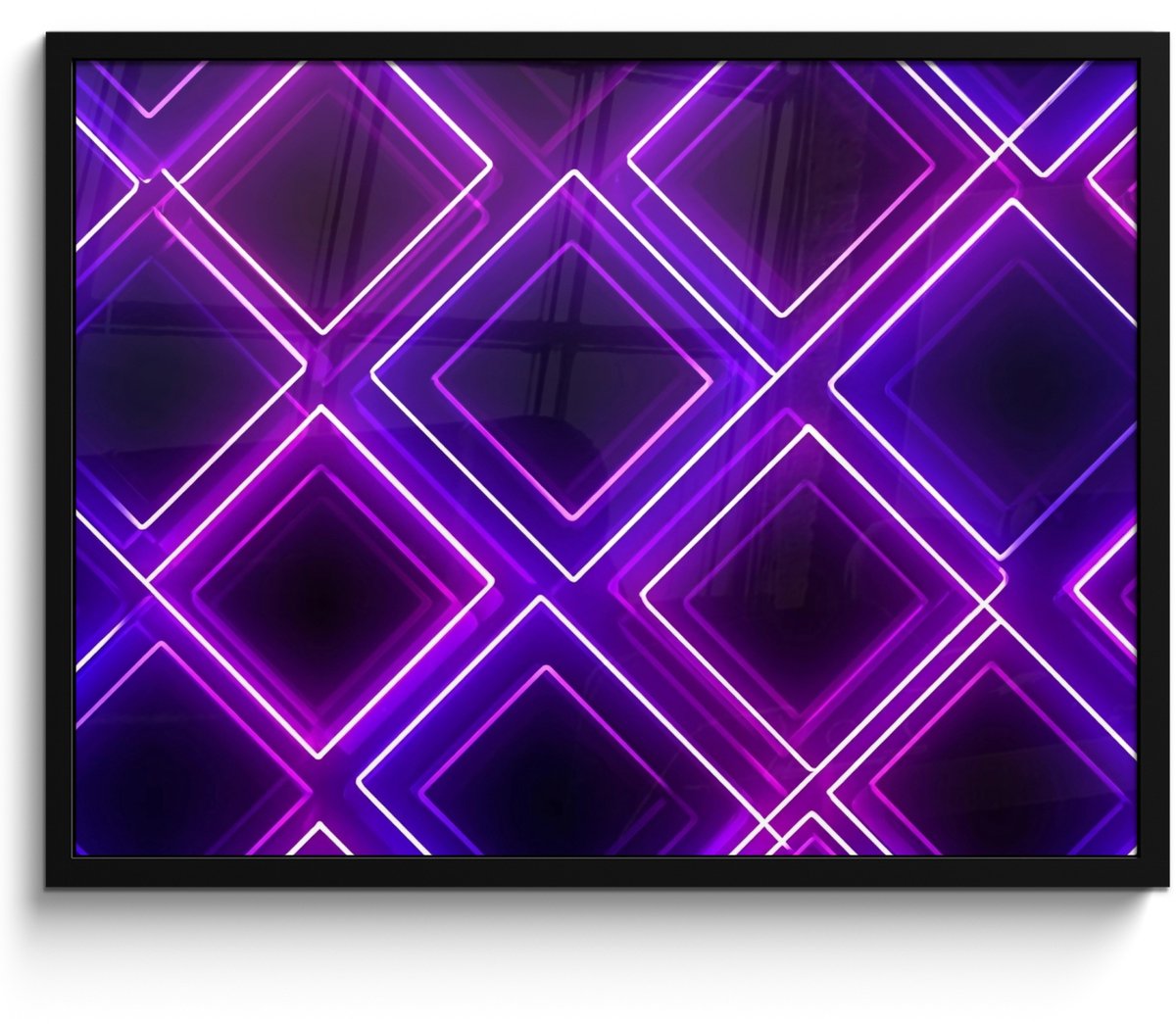 FrameYourWall Poster in lijst - Fotolijst 70x50 cm - Posters - Gaming - Ruiten - Neon - Paars - Posterlijst zwart - Decoratie - Wanddecoratie woonkamer - Muurdecoratie slaapkamer