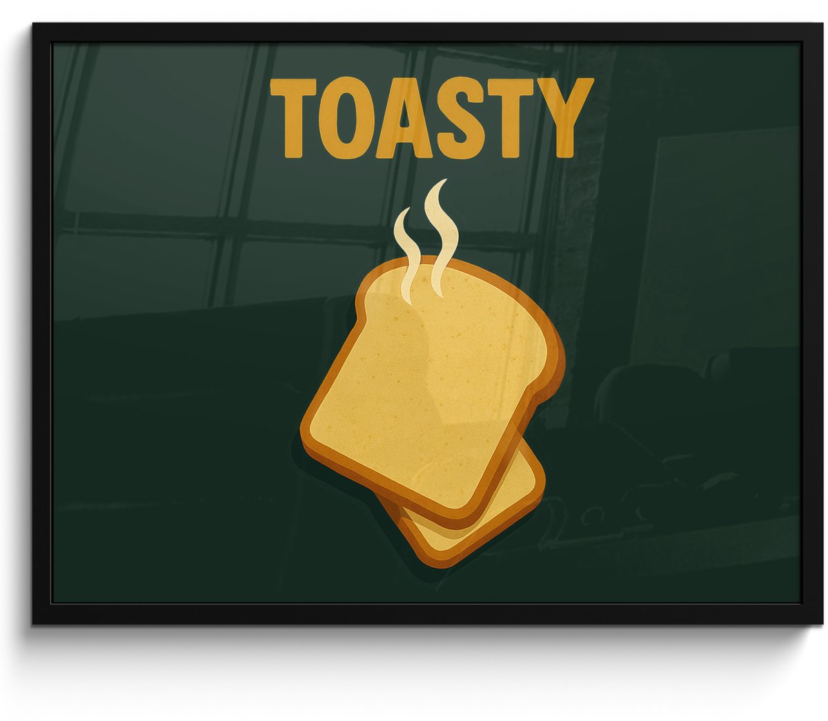 FrameYourWall Poster in lijst - Fotolijst 70x50 cm - Posters - Brood - Tosti - Groen - Minimalistisch - Posterlijst zwart - Decoratie - Wanddecoratie woonkamer - Muurdecoratie slaapkamer