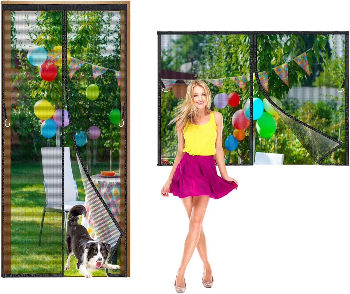 Insectenhor voor Raam 45x90 cm Zwart met Klittenband Eenvoudige Montage