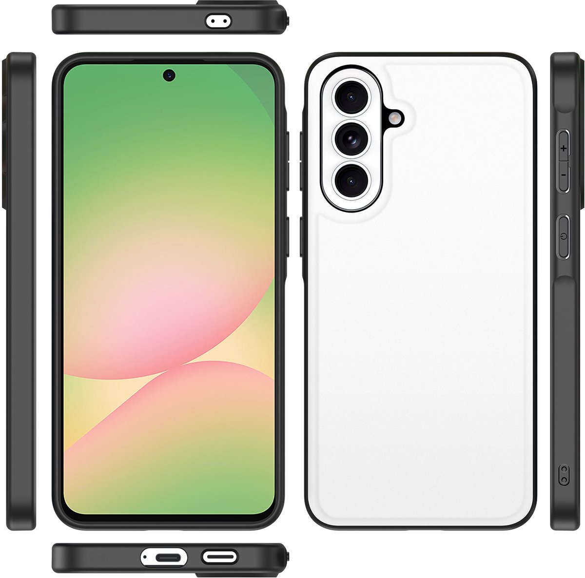 Samsung Galaxy A57 Back Cover Hoesje Wit Zwart