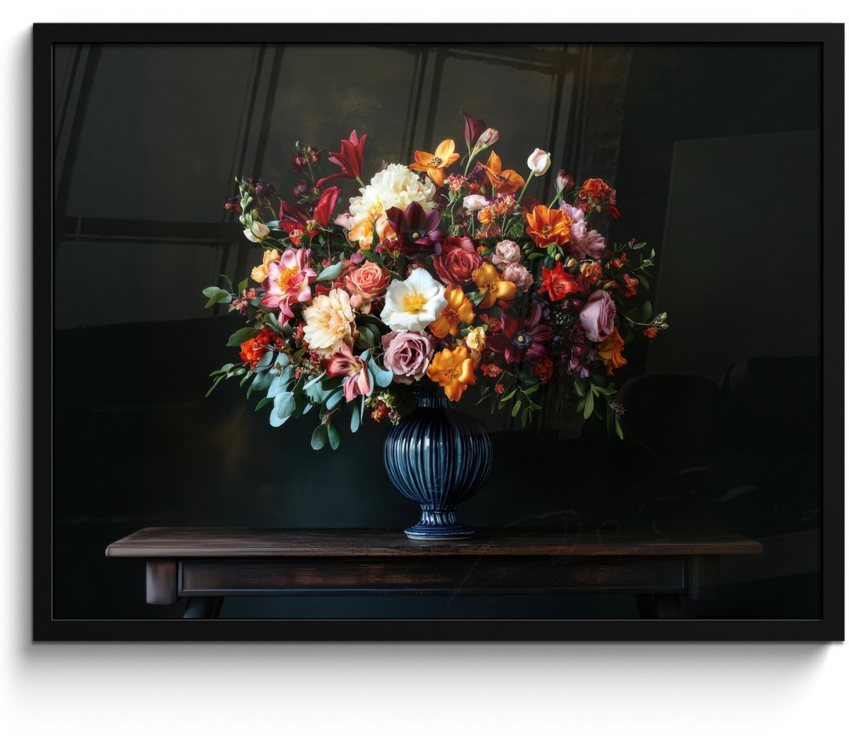FrameYourWall Poster in lijst - Fotolijst 70x50 cm - Posters - Groot - Bloemen - Vaas - Boeket - Posterlijst zwart - Decoratie - Wanddecoratie woonkamer - Muurdecoratie slaapkamer