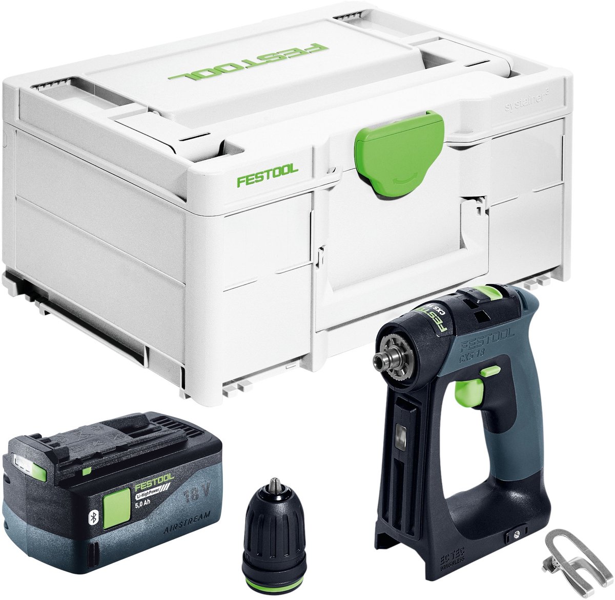 Festool CXS 18-Basic accuboormachine 18 V 40 Nm borstelloos + 1x accu 5,0 Ah + Systainer - zonder oplader