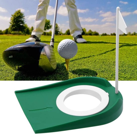 Putting Cup - Plastic oefenhulp met verstelbaar gat en White Flag voor golftraining — afbeelding 2