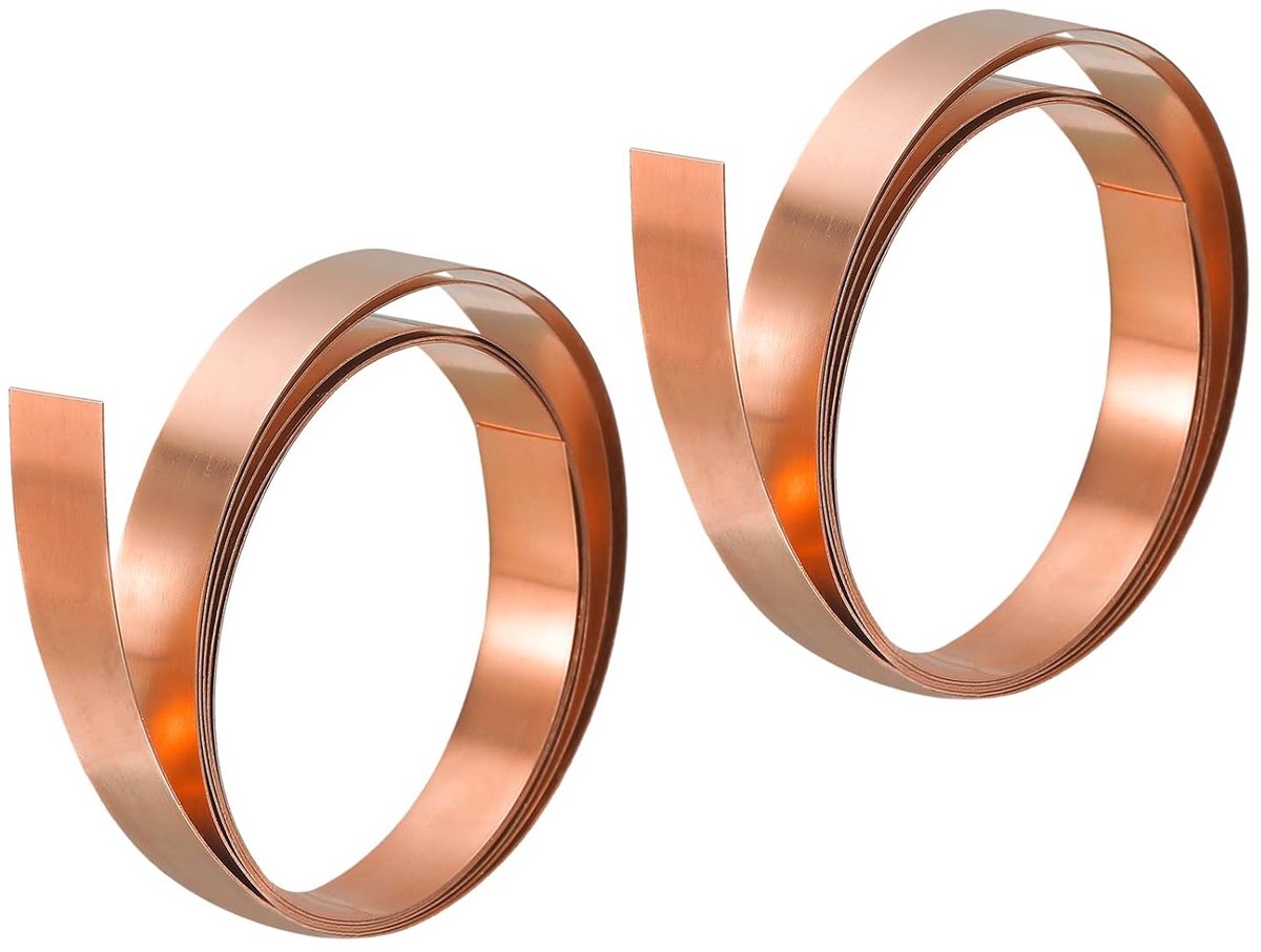 Koperen Blad Rol - Dunne Metalen Folie Plaat Strips - 1000x10x0.5mm - 2 Stuks