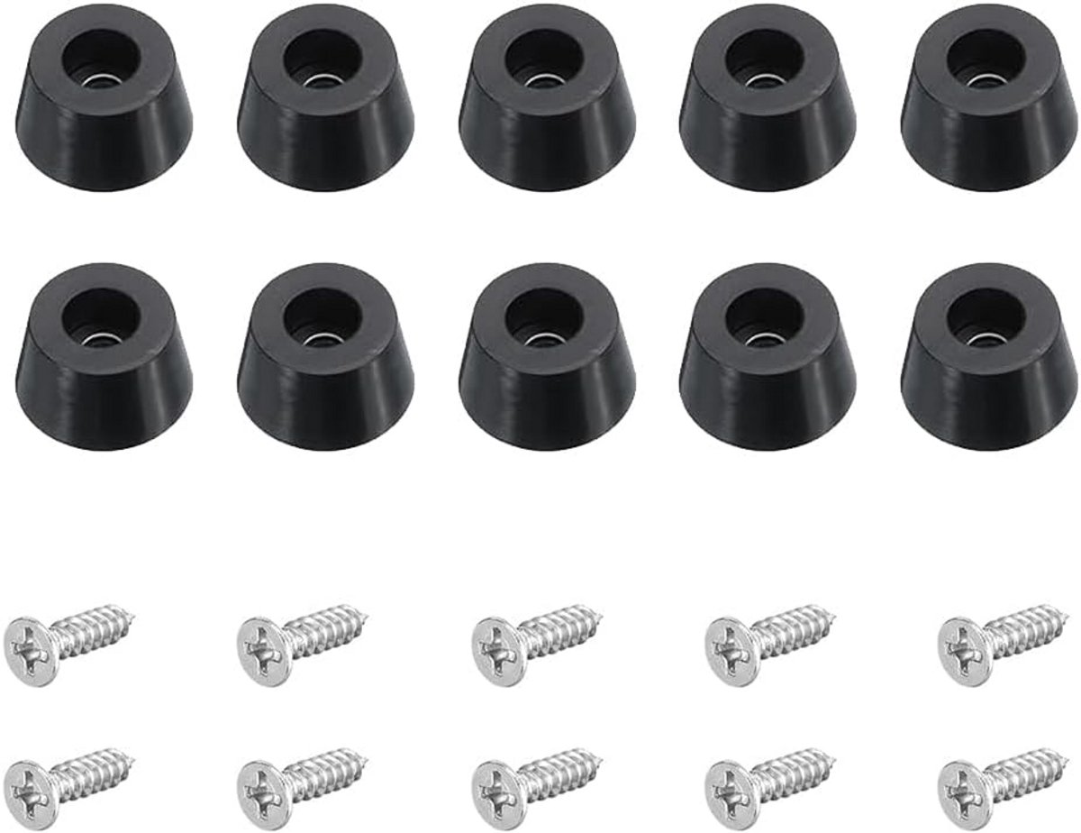 10x Ronde Antislip Rubberen Voeten met Schroeven voor Meubels en Apparatuur