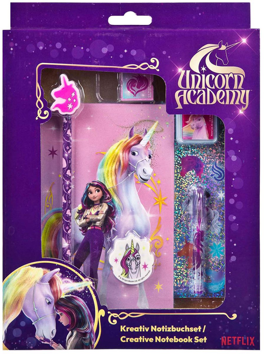Undercover creatieve set Unicorn Academy notitieboek paars 8-delig cadeau.