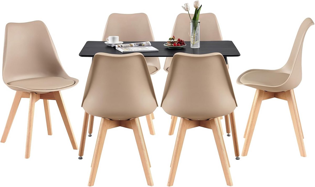 Eetkamerset Tafel met 6 Stoelen Rechthoekig 110 cm voor Keuken en Woonkamer