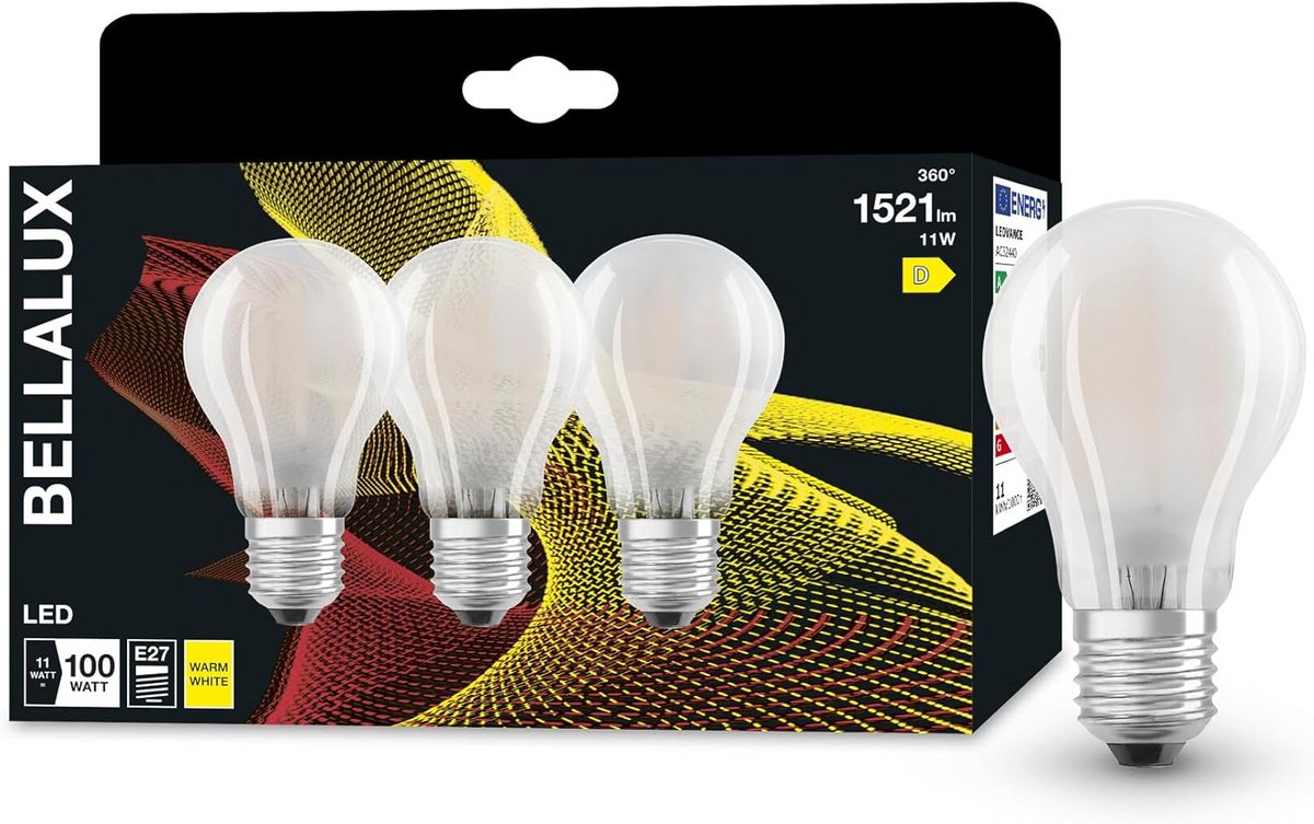 Set van 3 LED Lampen E27 Matglas 4000K Koud Wit 1055 Lumen 75W Vervanger