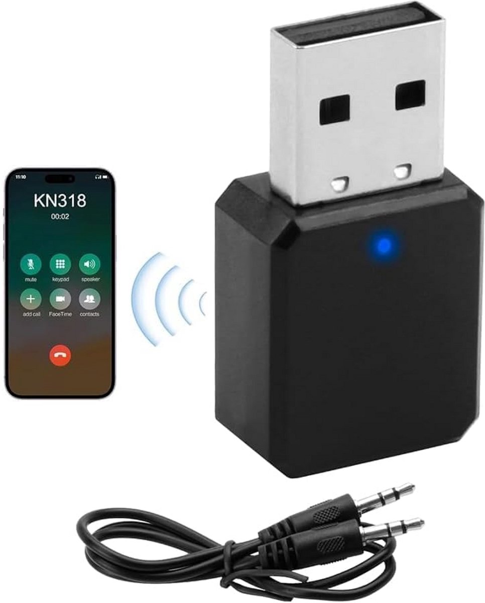 Bluetooth Audio Adapter 5.1 voor Auto en Speaker met USB en AUX