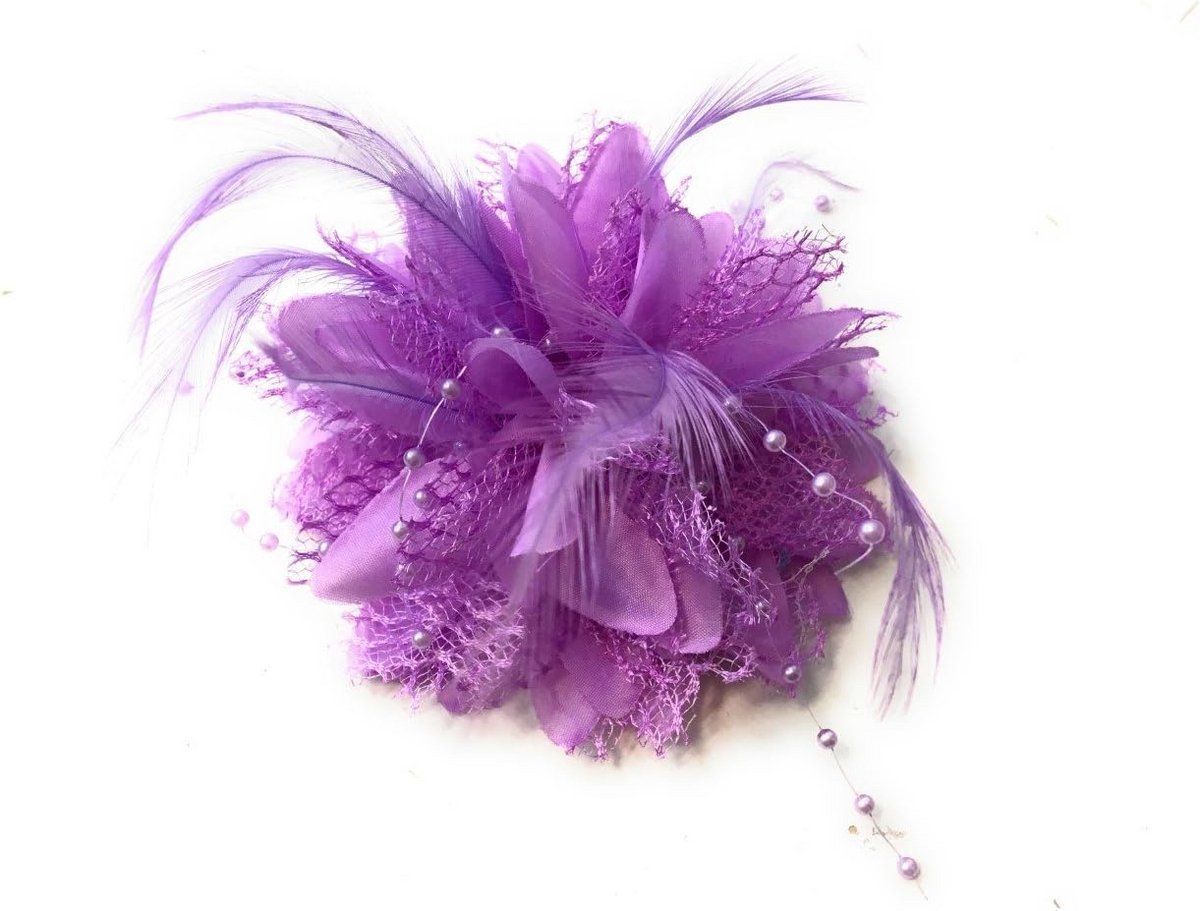 Lila Feestelijke Haaraccessoires Set: Corsage, Haarklem, Fascinator, Haarband en Speld