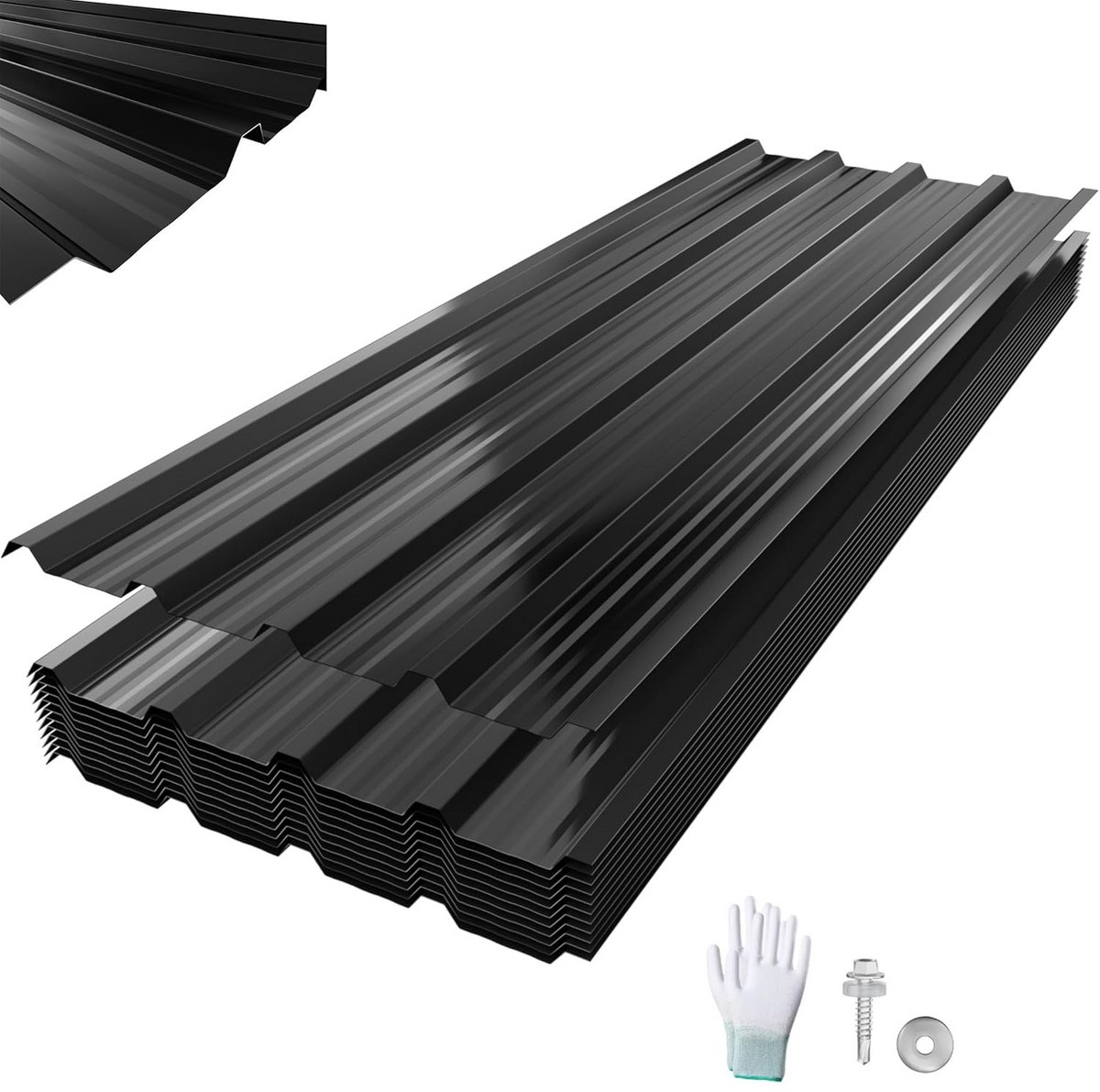 12x Trapezium Dakplaten Zwart 7m² - Verzinkt Staal voor Carport en Tuinhuis