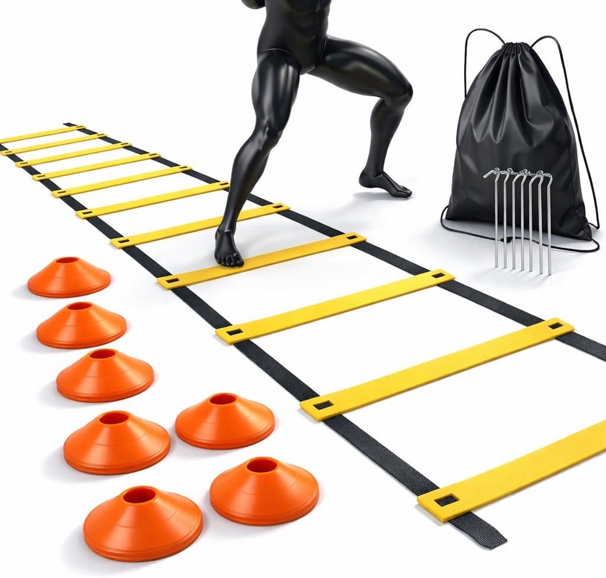 Wendbaarheidstraining Set met Ladder, 10 Oefenpionnen voor Voetbal en Fitness