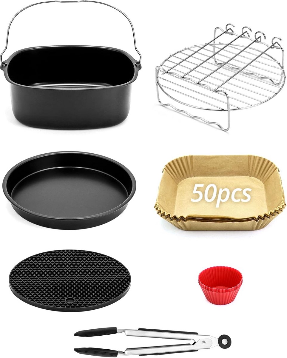 6-Delige Accessoireset voor Airfryer 5,5L - Bakvorm, Rooster en Meer