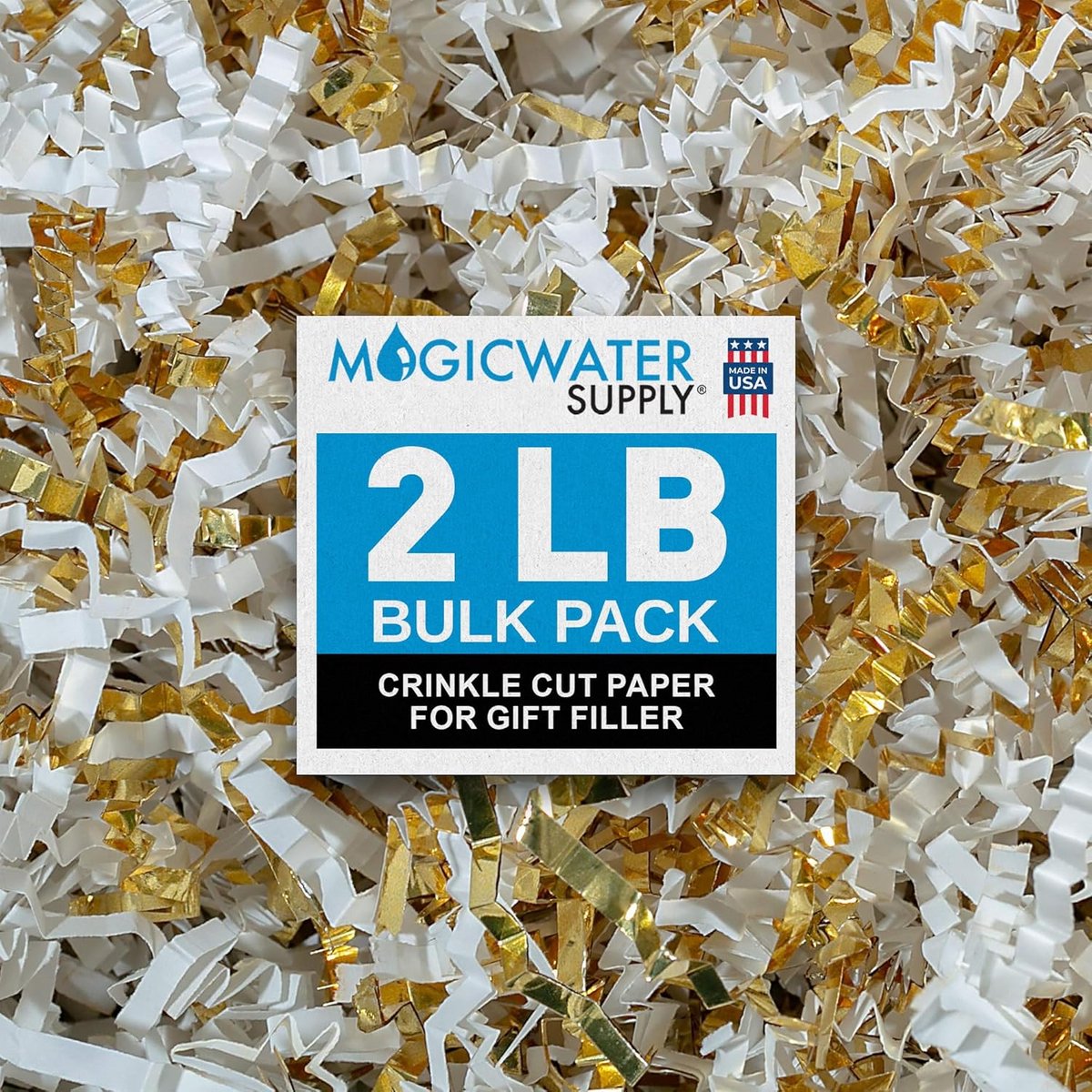 Crinkle Cut Papier Shred Filler - Versnipperd Papier Vulsel - Cadeauverpakking Vullen - Wit en Goud Kleuren - 2 ponden
