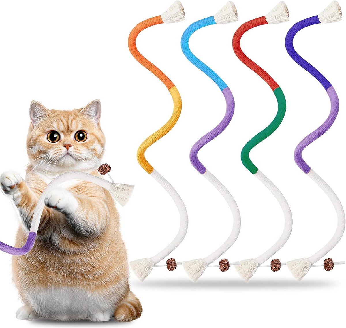 Set van 6 Interactief Katten K扭speelgoed met Catnip, Tandheelkundige Verzorging