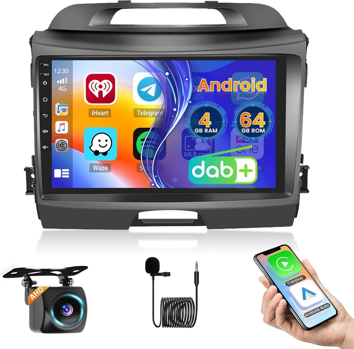 Android Autoradio met DAB+ en Wireless CarPlay voor Kia Sportage (2010-2016)