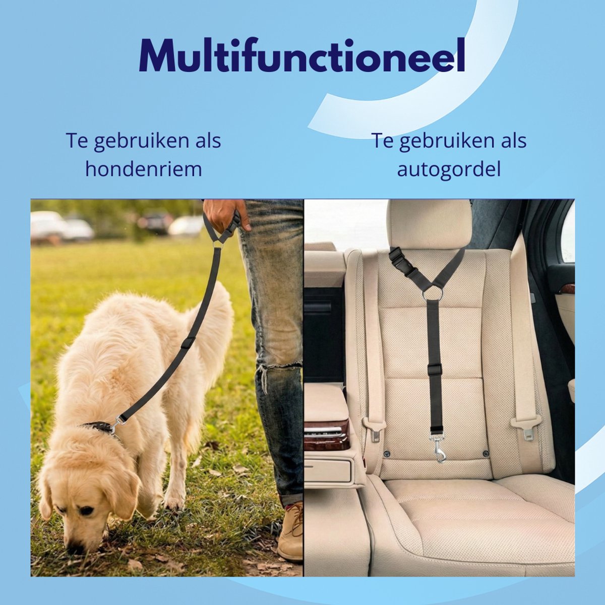 KYLOS Ellolife Veiligheidsgordel Hond - 2 Stuks Met Elastische Schokdemper