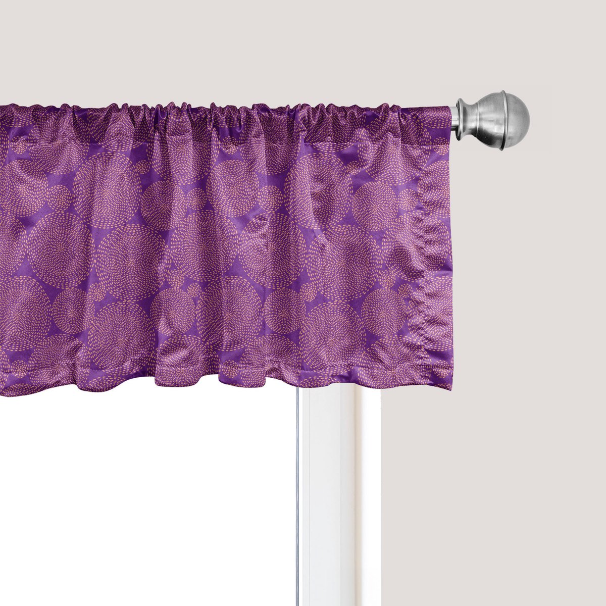 ABAKUHAUS Abstracte raamvalance, gordijnvalance voor keuken en slaapkamer met tunnelzoom, 137 cm x 45 cm, paars en zalm