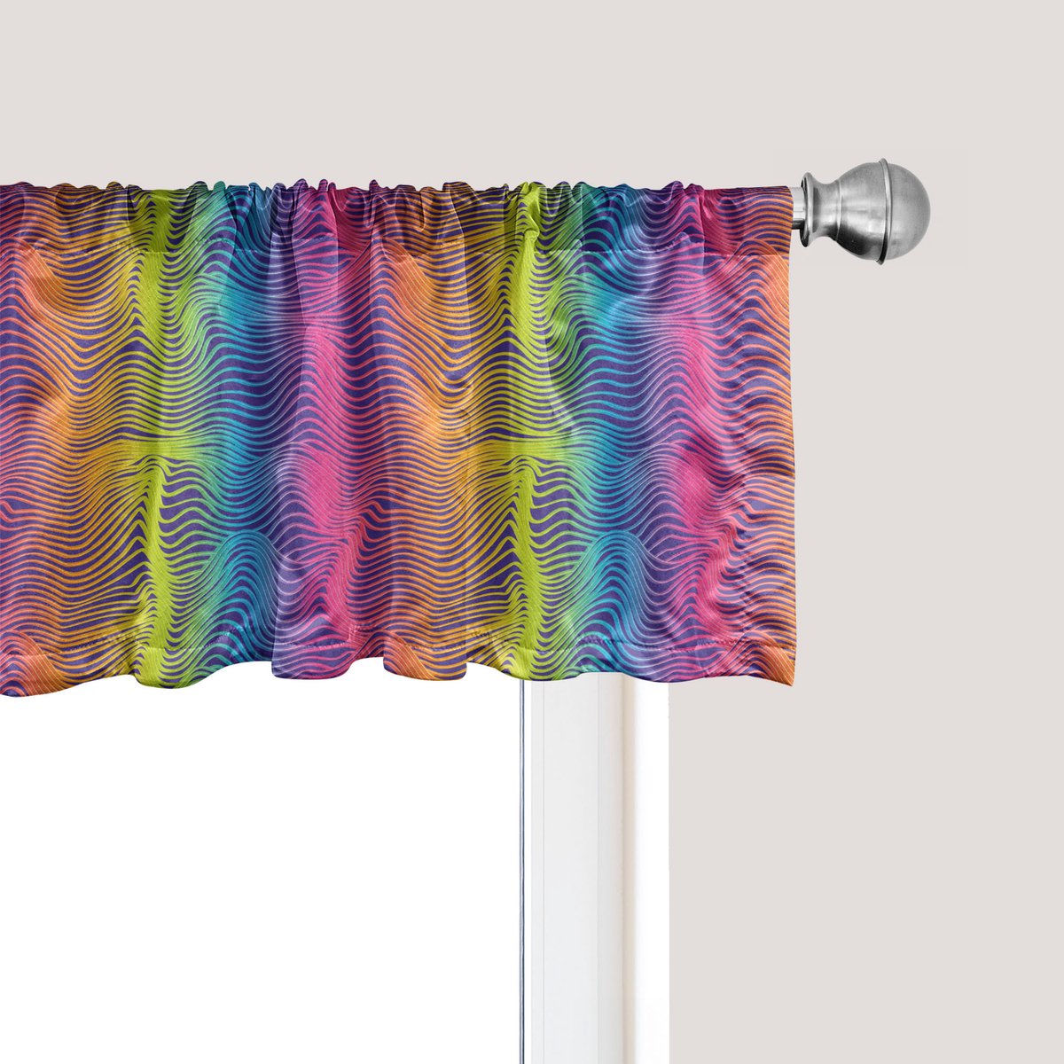 ABAKUHAUS Kleurrijk raamvalletje, gordijnvalletje voor keuken en slaapkamer met tunnelzoom, 137 cm x 45 cm, meerkleurig