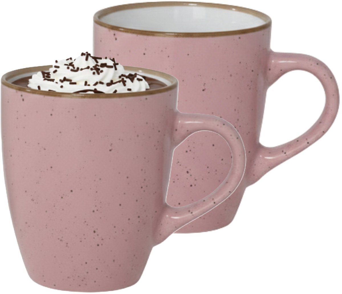 Gerimport Koffie / thee mok Sweets - 2x stuks - roze - 350 ml - keramiek