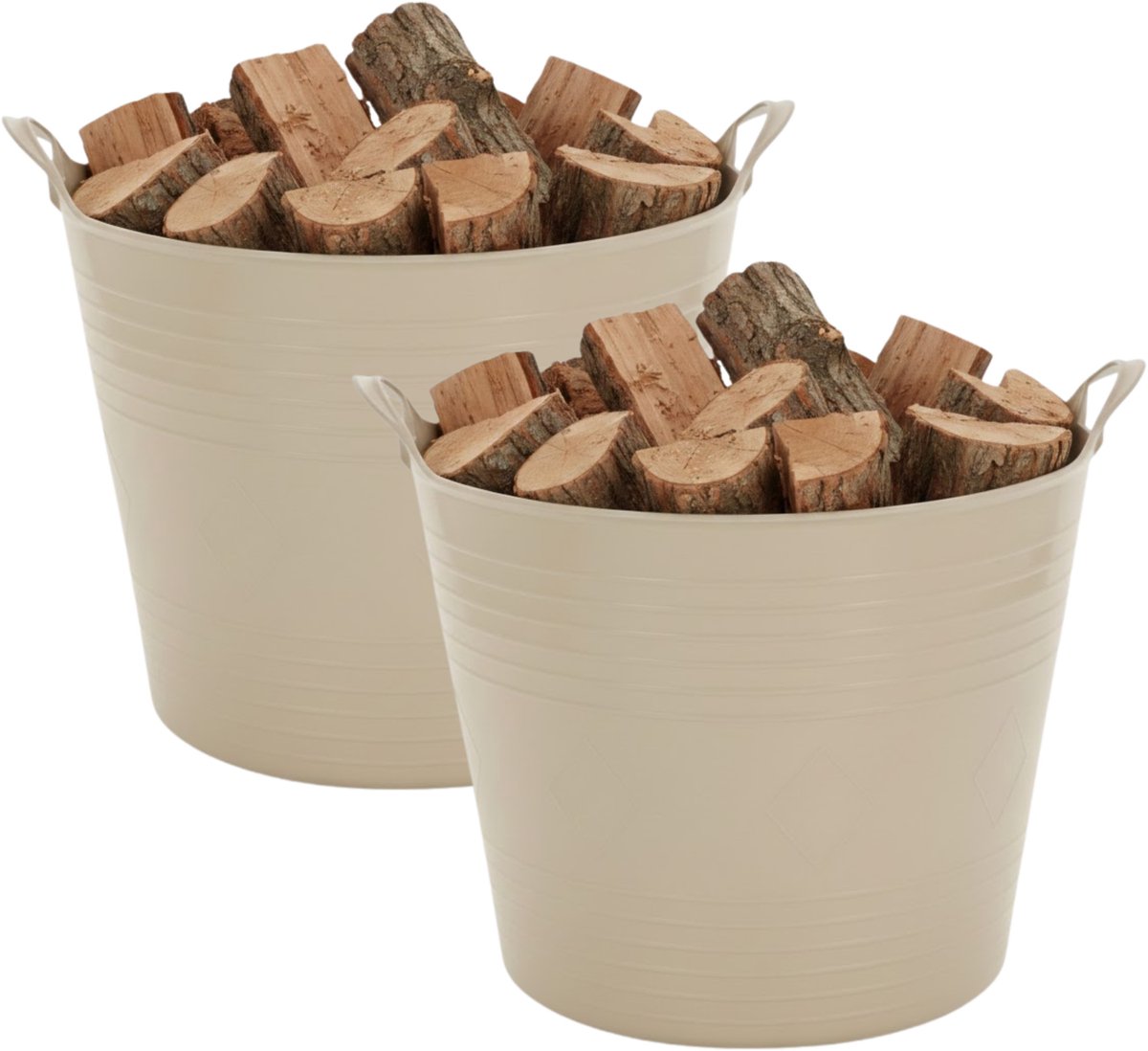 Storage solutions opbergmand - 2x - beige - 27 l - kunststof - 42 x 40 x 35 cm - met handvatten