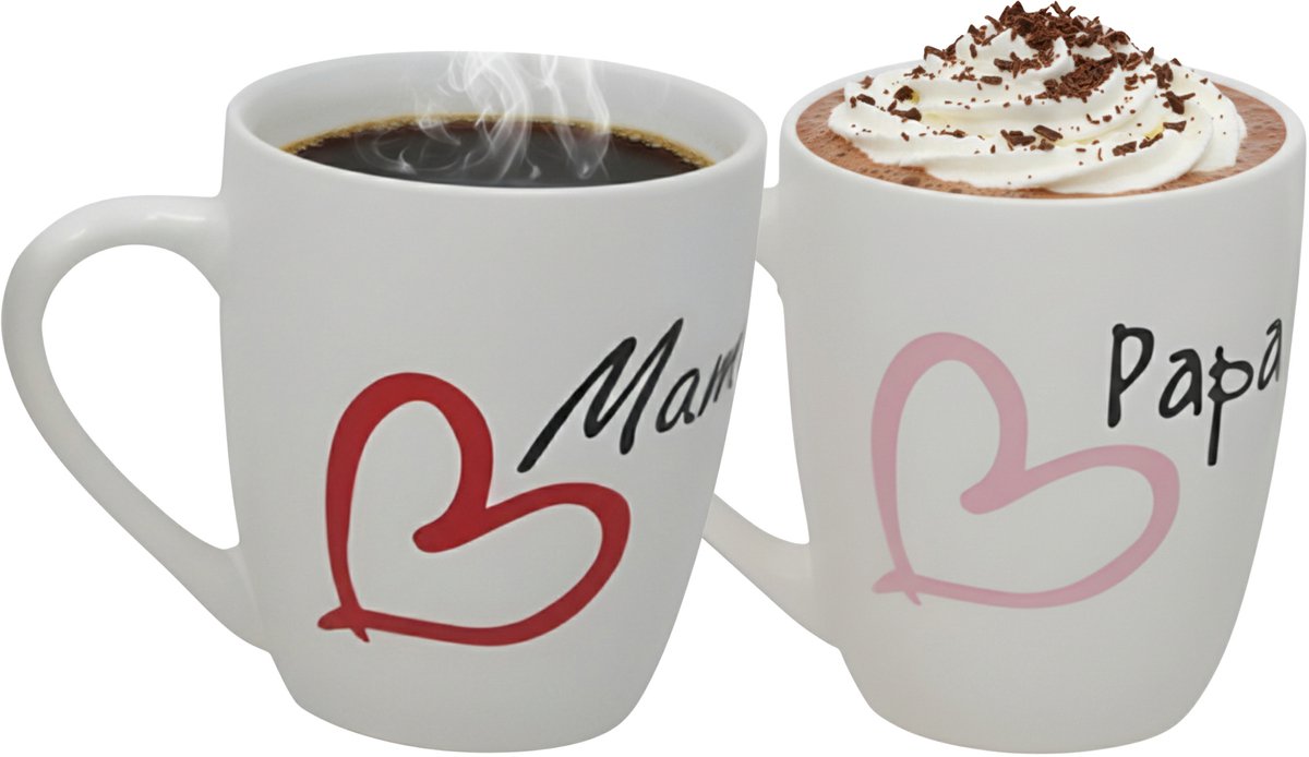 Vaderdag / Moederdag cadeau mok - 360 ml - hartje / liefde - koffie of thee