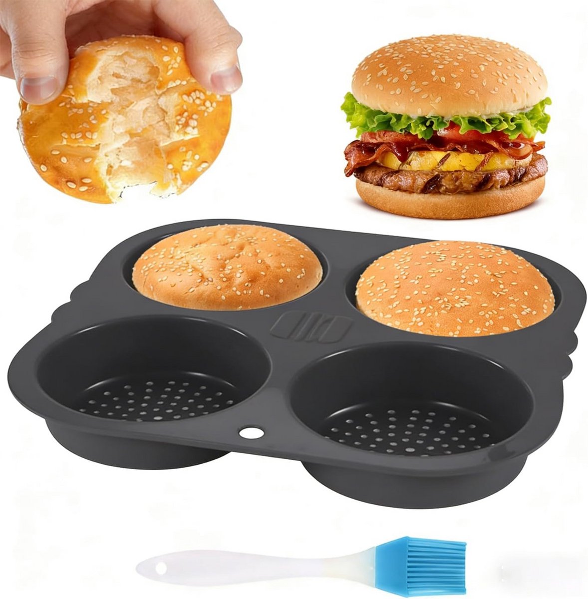 Siliconen Bakvorm voor Hamburgerbroodjes en Muffins - Ronde Vorm