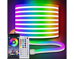 OKWISH Neonlamp - Flexibele Neon Strip, LED Neon Verlichting Met Muziekfunctie, 10 m Neon LED Strip 24V, Neon Sign Strip 720 LEDs, Zwart