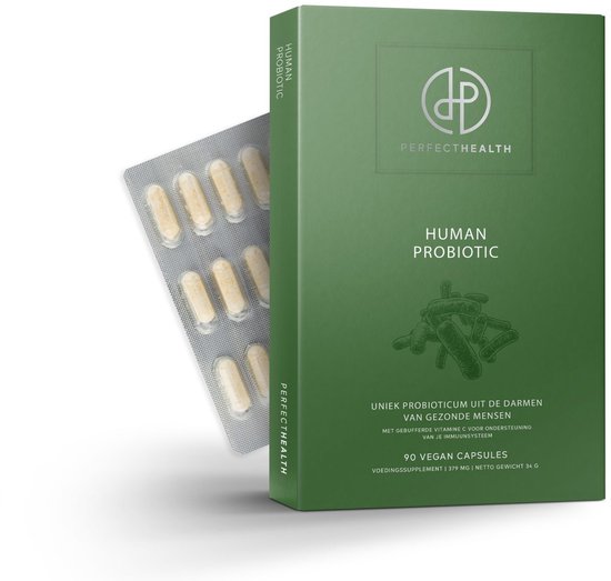 Perfect Health Human Biotic – Lactobacillus rhamnosus GG (ATC 53103) – 6 Miljard Levende Bacteriën met Gebufferde Vitamine C – 30 Vegan Capsules – Ondersteunt Darmflora & Weerstand