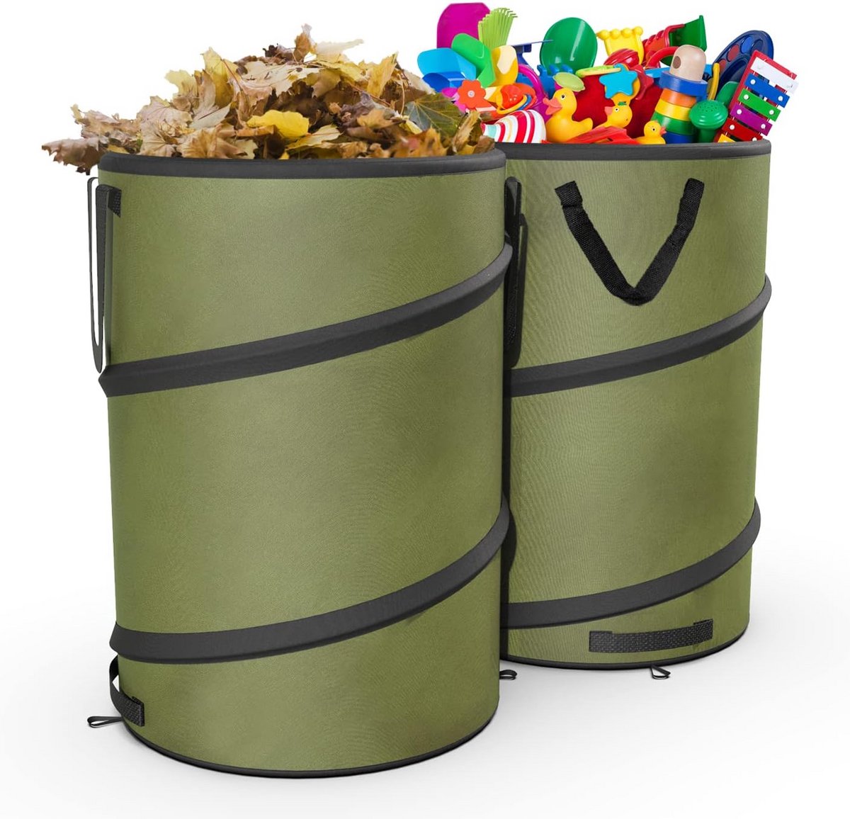 2-Pack Opvouwbare Afvalzakken 113 Liter voor Tuin en Kamperen